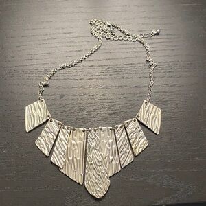 Silver Textured Statement Necklace